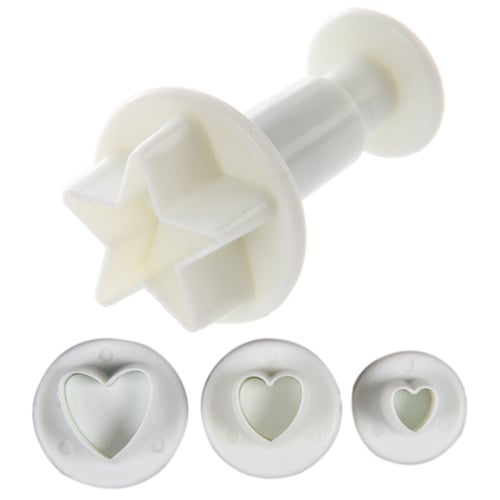 New Set Of 3 Sugarcraft Cake Decorating Heart Shape Plunger Cutters Tools