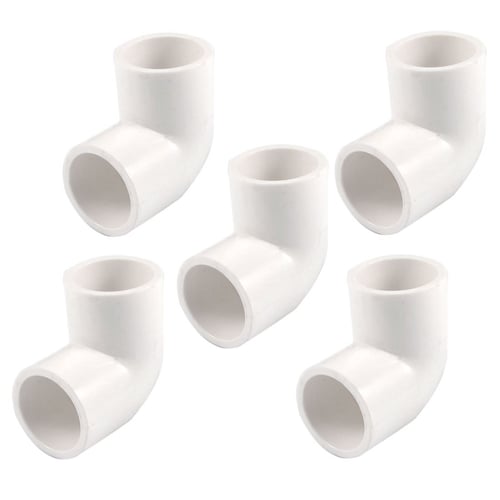 5pcs White Plastic 90 Degree Elbow PVC Fittings Water Hose Pipe Tube Connector 