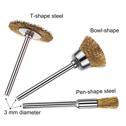 20X Wire Steel Brass Brushes Polishing Brush Wheels Set for Dremel Rotary Tool 