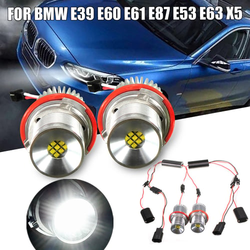 White Angel Eyes Halo 20W LED Ring Marker Light Bulbs For BMW X5 E39 E60 E63 E61