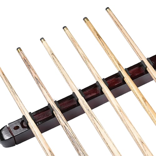 Billiard Pool Snooker Table Wall Mount Hanging Professional 6 Cue Sticks Solid Wood Rack Holder - Snooker Cue Wall Mount