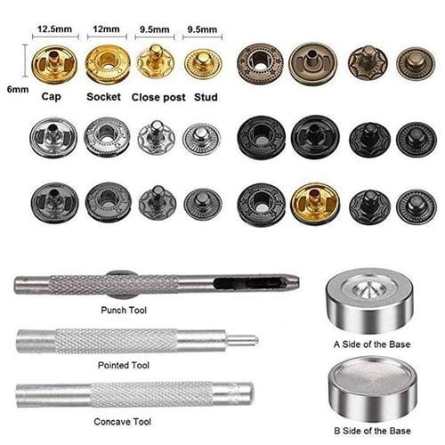 200 Metal No Sewing Ring Button Press Stud Snap Popper Fastener Leather Repair