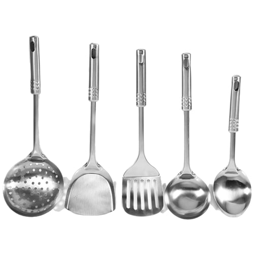 CW_ 5 Pcs Kitchen Utensil Soup Spoons Rose Ceramic Handle Stainless Steel Spoon