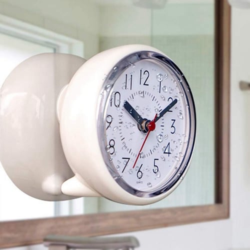 4inch Wall Clock Non Ticking Battery Operated Bathroom Suction Wall Clock 
