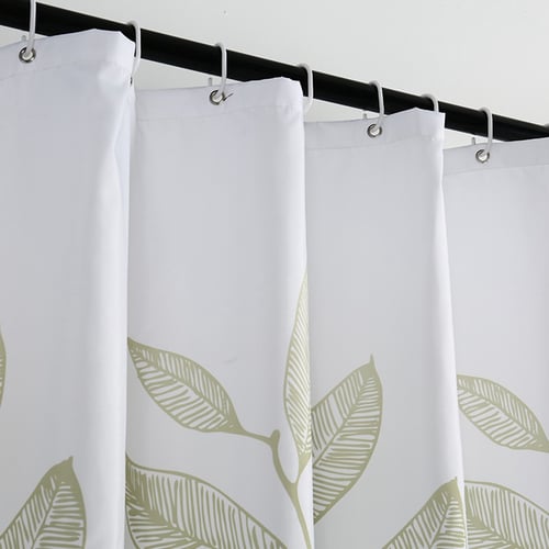 Green Plant Leaf Print Shower Curtains, Green Leaf Print Shower Curtain