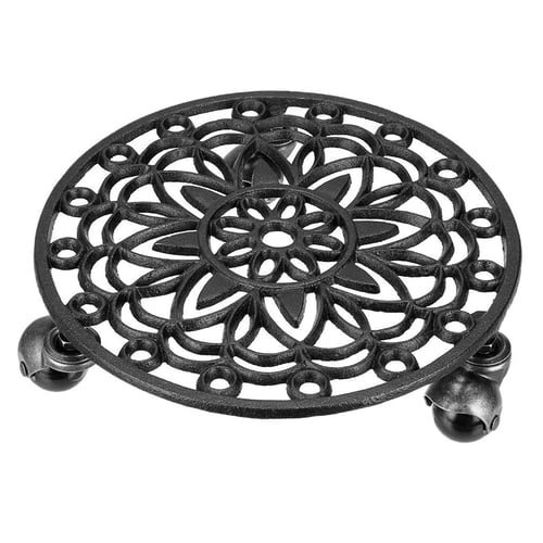 Round Iron Plant Stand Caddy Movable Flower Pot Stand Plant Pot Base Tray 