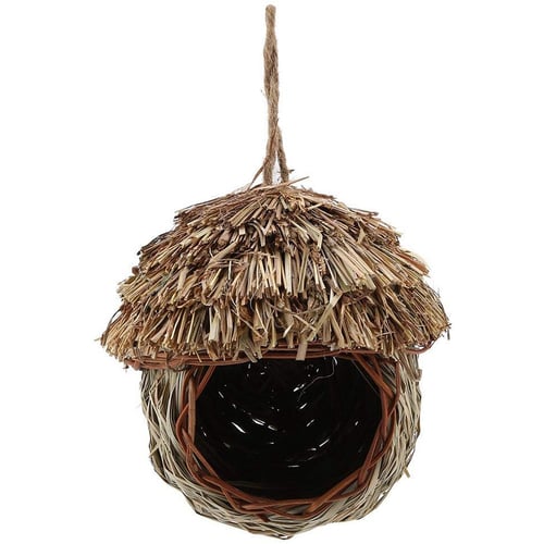 3Pcs Handwoven Straw Bird Nest Cage House Hatching Breeding Cave for Parrot, 