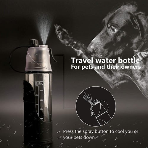3-in-1 Pet Water Dispenser with Removable Portable Travel Dog Bowl Cooling Mist Spray Outdoor Hiking for Human & Dogs Dog Travel Water Bottle for Walking