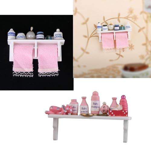 Mini Doll House Bathroom Wall Frame, Baby Doll Bathtub With Shower Stall