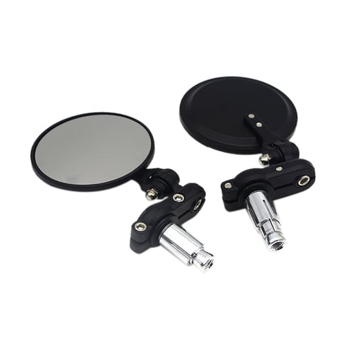 1 Pair 7/8" Motorcycle Rear View Black Round Handle Bar End Side Rearview Mirror 