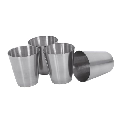 4PCS Stainless Steel Cups Mug Shot Cover Case PU Coffee Tea Beer Camping Tumbler 