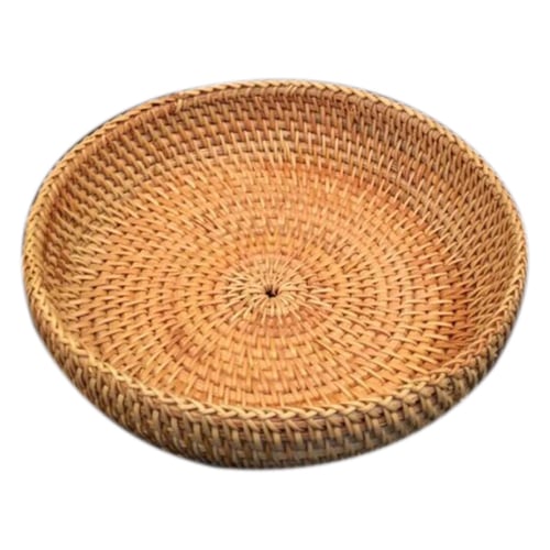 Food Serving Dishes Handmade Woven Rattan Storage Tray Food Basket Bread Plate 