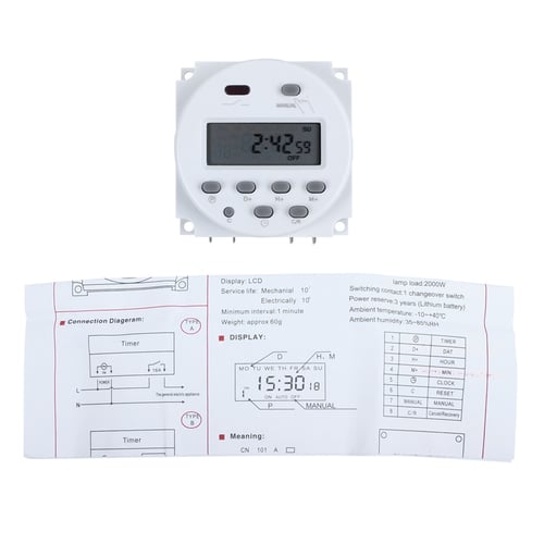 DC 12V 16A Digital-LCD-Power-Programmable-Timer-Time-switch-Relay-16A 