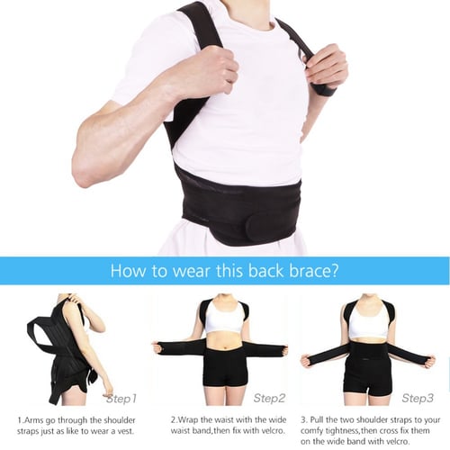 Inflatable Adult Adjustable Back Support Shoulder Brace Belt Posture Corrector 