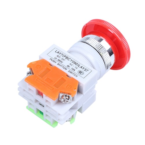 Red Mushroom Cap 1NO 1NC DPST Emergency Stop Push Button Switch AC 660V 10A DR 
