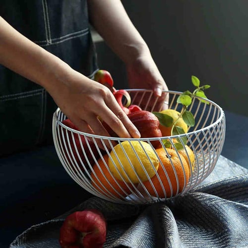 Countertop Fruit Vegetable Bowl Metal Wire Basket Kitchen Storage Display Decor 