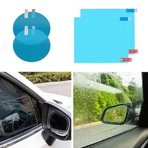4Pcs Car Rearview Mirror Waterproof Membrane Anti-glare Anti-Fog Stickers 