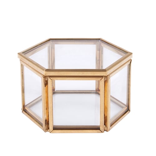 Geometrical Glass Box Jewelry Organizer Holder Tabletop Plant Container Storage 