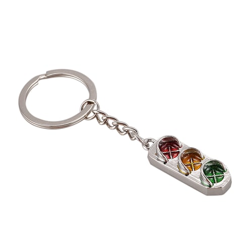 New Mini Traffic Light Car Key Ring Chain Classic 3D Keyfob Keychain Ring Gifts