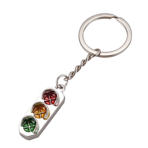 New Mini Traffic Light Car Key Ring Chain Classic 3D Keyfob Keychain Ring Gifts