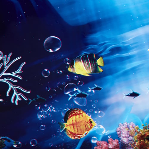 Blue Fresh Sea Background Aquarium Ocean Landscape Poster Fish Tank Background Double-Sided Wallpaper