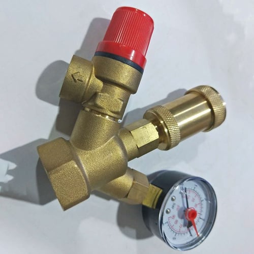 1 inch DN25 Brass Boiler Exhaust Valve with Pressure Gauge Pressure Relief Valve 
