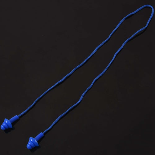 Stretchy String Soft Silicone Swim Ear Plugs with Storage Carry Case Blue 