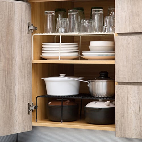 Kitchen Expandable Cabinet Shelf Adjustable Countertop Organizer Storage Rack 