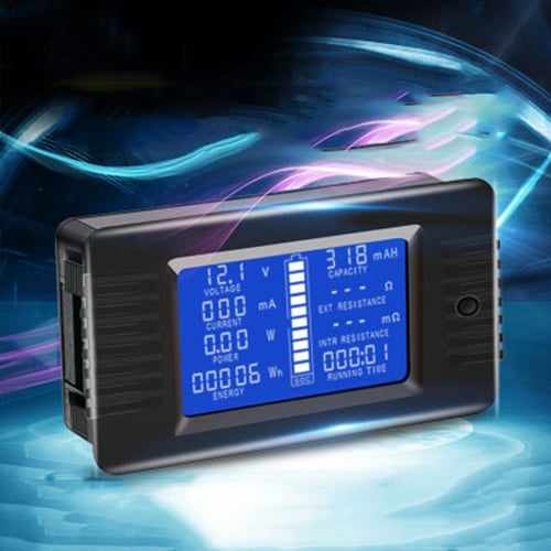 DC Multifunction Battery Monitor Meter,0-200V,0-100A Widely Applied to 12V/24V/48V RV/Car Battery LCD Display Digital Current Voltage Solar Power Meter Multimeter Ammeter Voltmeter 