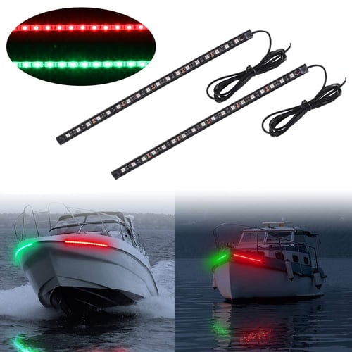 A Pair 12V Stainless Steel LED Bow Navigation Lights Marine Boat Yacht Well 
