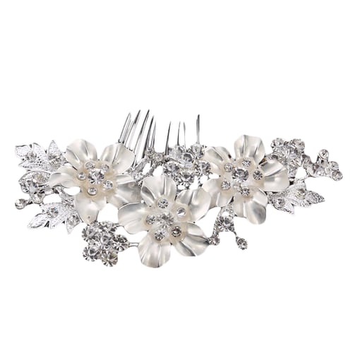 Wedding Prom Jewelry  Floral Hair Comb Clip Crystal Rhinestone Bridal Accessory 