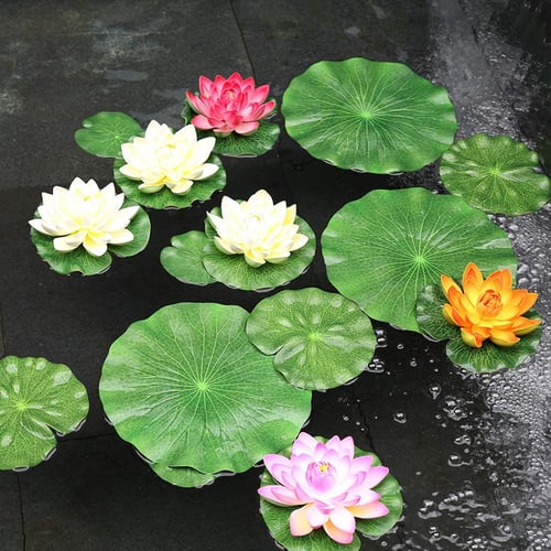 10 Pack 10/20cm  EVA Artificial Floating Lotus Leaves Water Lily Pads Pond Decor 