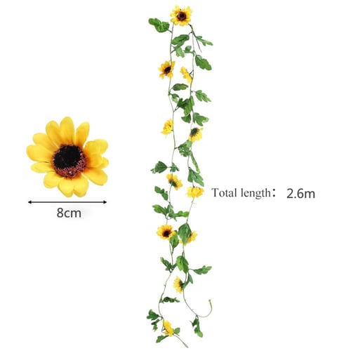 2.6m Artificial Silk Sunflower Leaves Flowers Ivy Vine Garland Party Home Decor 