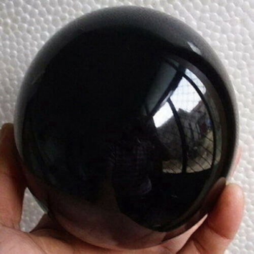 80MM+stand Natural Black Obsidian Sphere Large Crystal Ball Healing Stone 