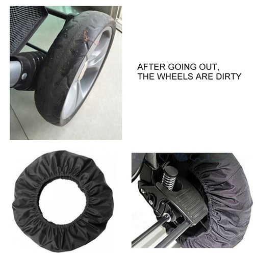 2Pcs Baby Carriage Stroller Wheels Covers Anti-dirty Pram Buggy Accessory Black 