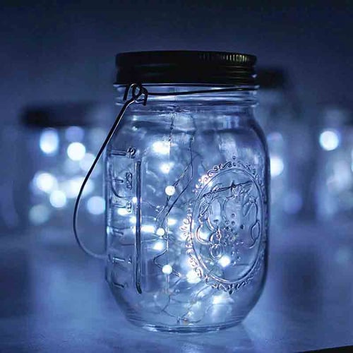 10/20 LED Mason Jar Lid Lights Solar Powered Fairy Star String Garden Decor Lamp