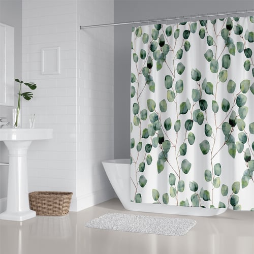 Eiffel Tower and Water Shower Curtain Hooks Bathroom Waterproof Fabric 72X72" 