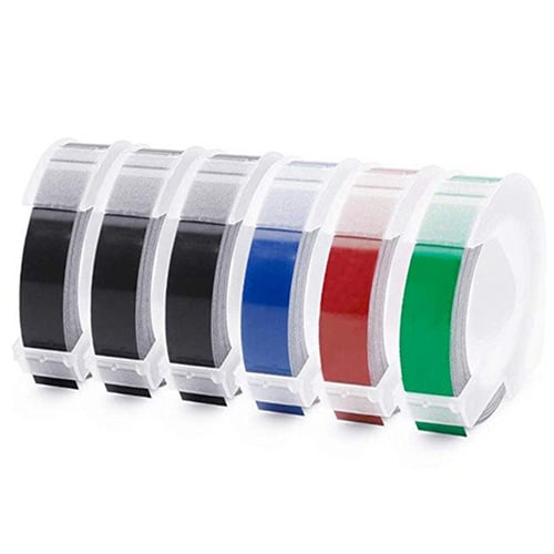 8PK Black Red Green Blue for Dymo Label Makers 3D Plastic Embossing Tape Set 9mm 
