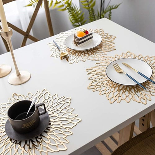 Sun Flower PVC Hollow Placemat Coaster Pads Bowl Mats Dining Table Home Decor 