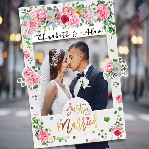 Wedding Party Photo Frame Booth Props Selfie Supply Decorations Just Married Set 