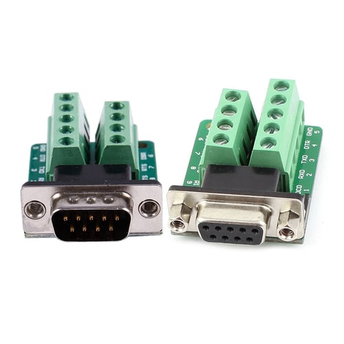 2pcs DB9 male adapter signals Terminal module RS232 Serial to Terminal DB9 