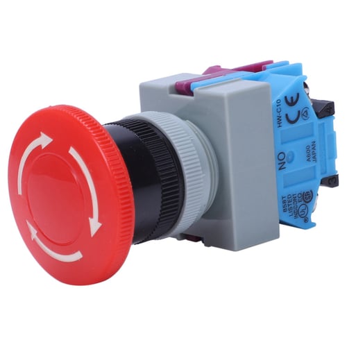 1Pcs AC 600V 10A Red Mushroom Emergency Stop Push Button Switch 22mm NO NC