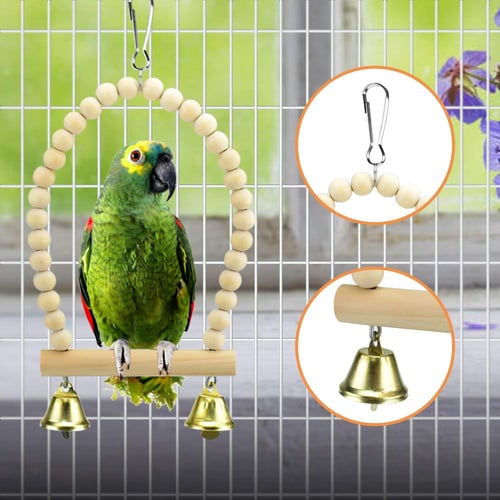 Bird Swing Toys 9Pcs,Parrot Chewing Hanging Perches with Bell,Pet Birds Cage Toys Suitable for Small Parakeets,Love Birds,Cockatiels,Macaws,Finches,Parakeet Toys Bird Cage Accessories 