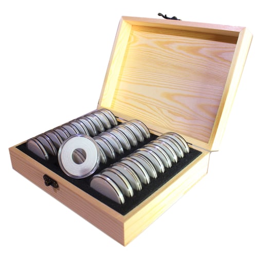 2pcs Coins Storage Box Coin Holder for 30pcs Coins 46mm Collector Wooden Box 
