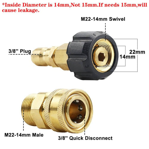 High Pressure Washer Adapter Set/ Quick Connect Gun To Wand,M22 To 1/4 Fitting