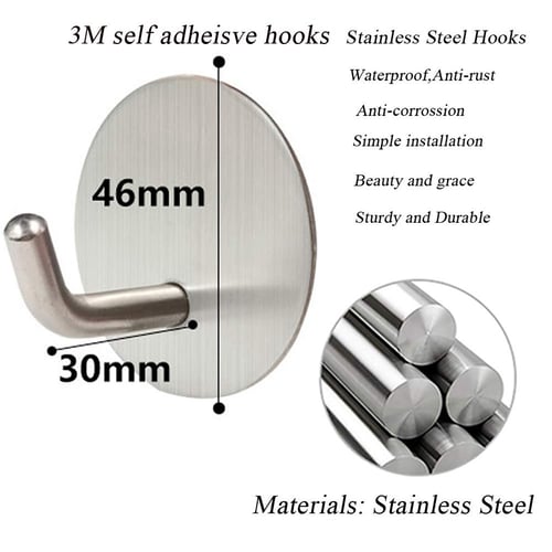 Self Adhesive Towel Hooks Heavy Duty Strong Sticky Stick on Wall Door 4PCs 