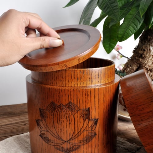 Mini Vintage Retro Style Wooden Barrel Storage For Tea Leaf Coffee Flour Beans 