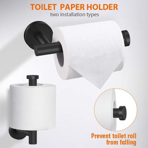 Modern Wall Mount Matte Black Stainless Steels Bathroom Toilet Papers Holder New 