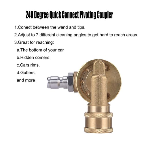 1/4" Connecting Pivoting Coupler for Pressure Washers Nozzles 240Degree 7 Angles 