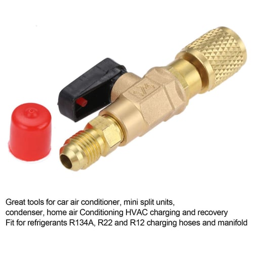 R410 R22 1/4" SAE Refrigerant Straight Ball Valves For AC Charging Hoses Brass 